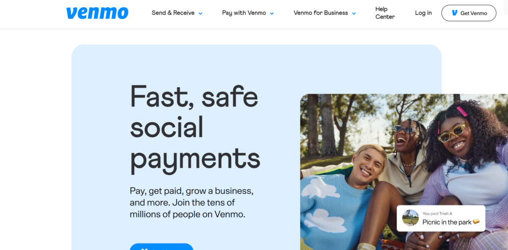 Venmo Payment Home Page